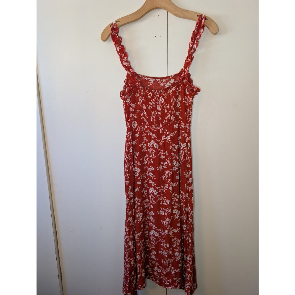 Lulus Garden Ruffle Red Dress | Small | Ruffled Sleeves - Picture 3 of 16